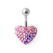 Heart Shaped Crystal Steel Belly Ring - Monster Piercing