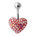 Heart Shaped Crystal Steel Belly Ring - Monster Piercing