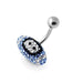 Rugby Ball Crystal Studded Steel Belly Ring - Monster Piercing