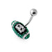 Rugby Ball Crystal Studded Steel Belly Ring - Monster Piercing