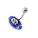 Rugby Ball Crystal Studded Steel Belly Ring - Monster Piercing