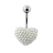 Pearl Studded Heart Steel Belly Ring - Monster Piercing