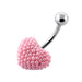 Pearl Studded Heart Steel Belly Ring - Monster Piercing