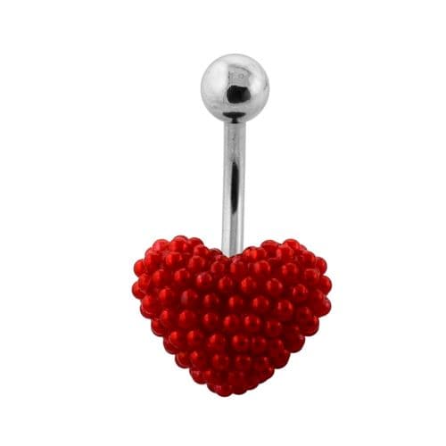 Pearl Studded Heart Steel Belly Ring - Monster Piercing