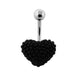 Pearl Studded Heart Steel Belly Ring - Monster Piercing