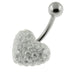 Stone Studded Heart Steel Belly Ring - Monster Piercing