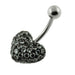 Stone Studded Heart Steel Belly Ring - Monster Piercing