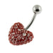 Stone Studded Heart Steel Belly Ring - Monster Piercing