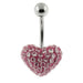 Stone Studded Heart Steel Belly Ring - Monster Piercing