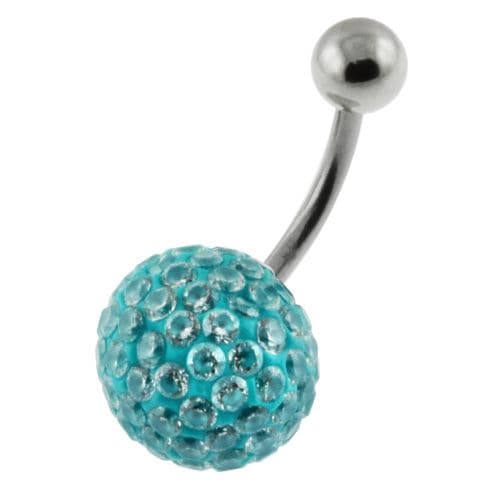 Multi Crystal Genuine CZ Belly Bar - Monster Piercing