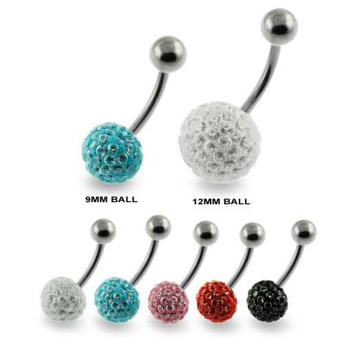 Multi Crystal Genuine CZ Belly Bar - Monster Piercing