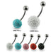 Multi Crystal Genuine CZ Belly Bar - Monster Piercing