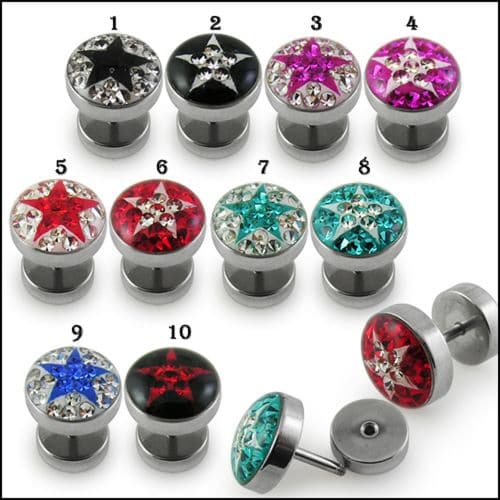 Crystal stone Satr Fake Ear Plug - Monster Piercing