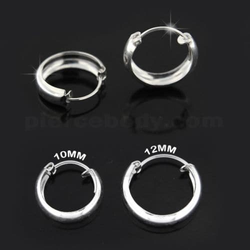 925 Sterling Silver Classic Plain Hoop Earring - Monster Piercing