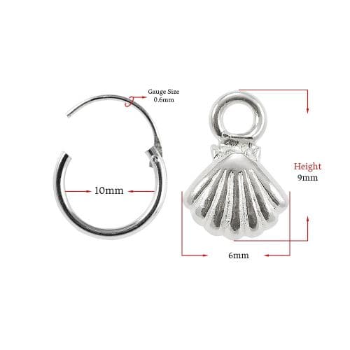 925 Sterling Silver Segment Hoop Ear Ring With Dangling Shell - Monster Piercing