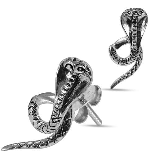 925 Sterling Silver Oxidised Ear Stud - Monster Piercing