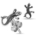 925 Sterling Silver Oxidised Ear Stud - Monster Piercing