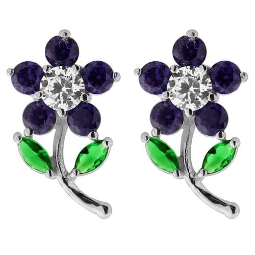 Jewelled Daisy with Leaf Ear Stud - Monster Piercing