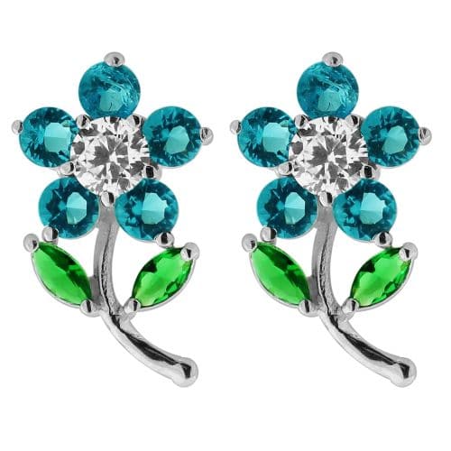 Jewelled Daisy with Leaf Ear Stud - Monster Piercing