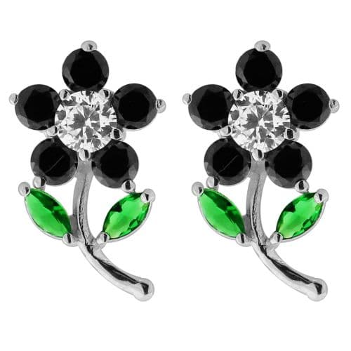 Jewelled Daisy with Leaf Ear Stud - Monster Piercing