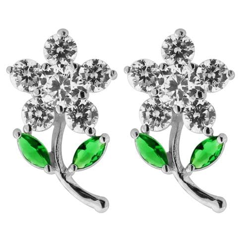 Jewelled Daisy with Leaf Ear Stud - Monster Piercing