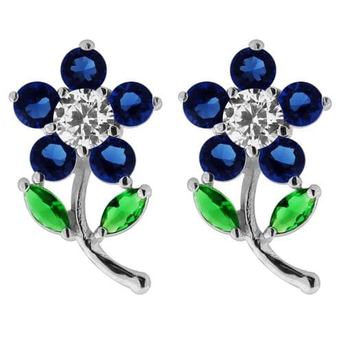 Jewelled Daisy with Leaf Ear Stud - Monster Piercing