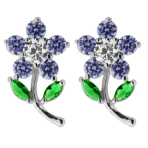 Jewelled Daisy with Leaf Ear Stud - Monster Piercing