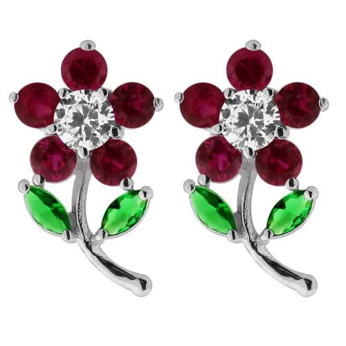 Jewelled Daisy with Leaf Ear Stud - Monster Piercing