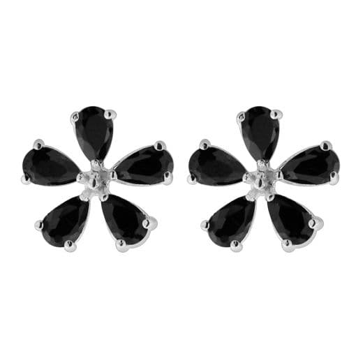 925 Sterling Silver Jewelled Flower Ear Stud - Monster Piercing