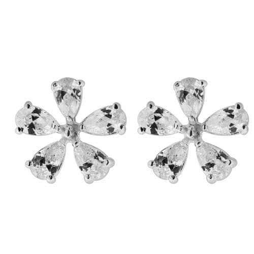 925 Sterling Silver Jewelled Flower Ear Stud - Monster Piercing