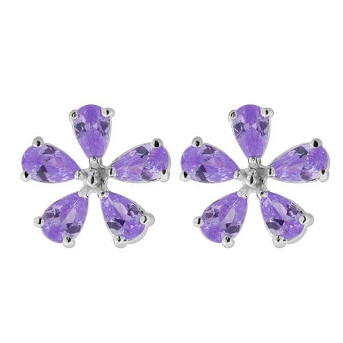 925 Sterling Silver Jewelled Flower Ear Stud - Monster Piercing