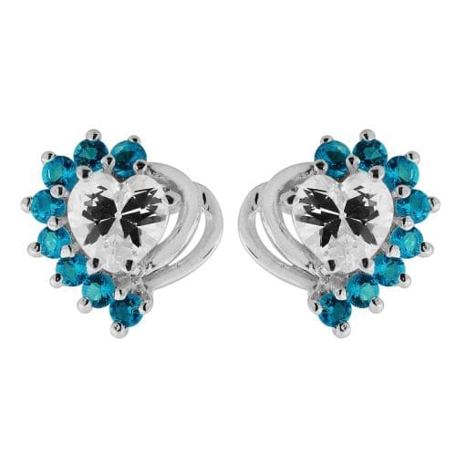 Jewelled Heart cut out 925 Sterling Silver Ear Stud Ear Ring - Monster Piercing