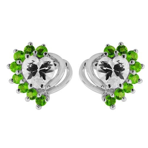 Jewelled Heart cut out 925 Sterling Silver Ear Stud Ear Ring - Monster Piercing