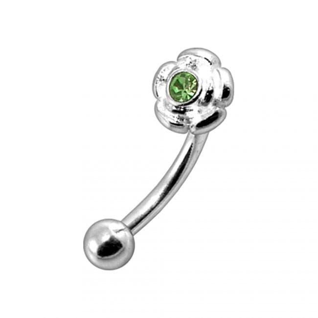 Jewelled Mini Rose Curved Barbell Eyebrow | Rook | Bridge Ring - Monster Piercing