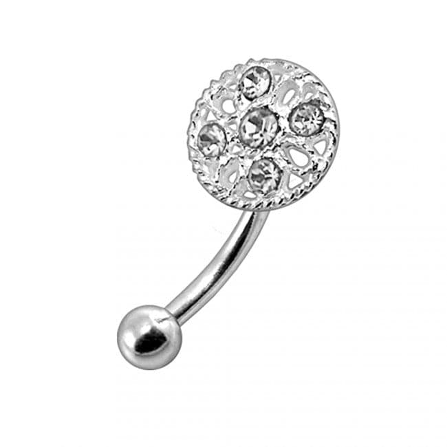 Jewelled Shield Curved Barbell Eyebrow | Rook | Bridge Ring - Monster Piercing