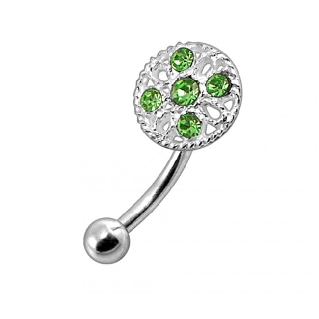 Jewelled Shield Curved Barbell Eyebrow | Rook | Bridge Ring - Monster Piercing