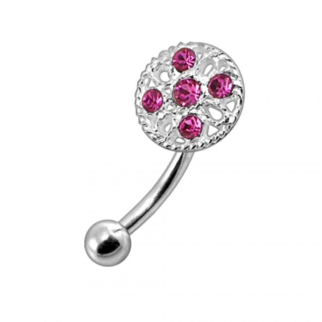 Jewelled Shield Curved Barbell Eyebrow | Rook | Bridge Ring - Monster Piercing