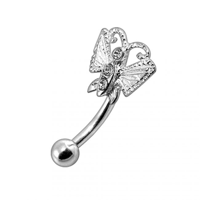 Jewelled Butterfly Curved Barbell Eyebrow | Rook | Bridge Ring - Monster Piercing