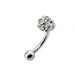 Jewelled Clover Curved Barbell Eyebrow | Rook | Bridge Ring - Monster Piercing