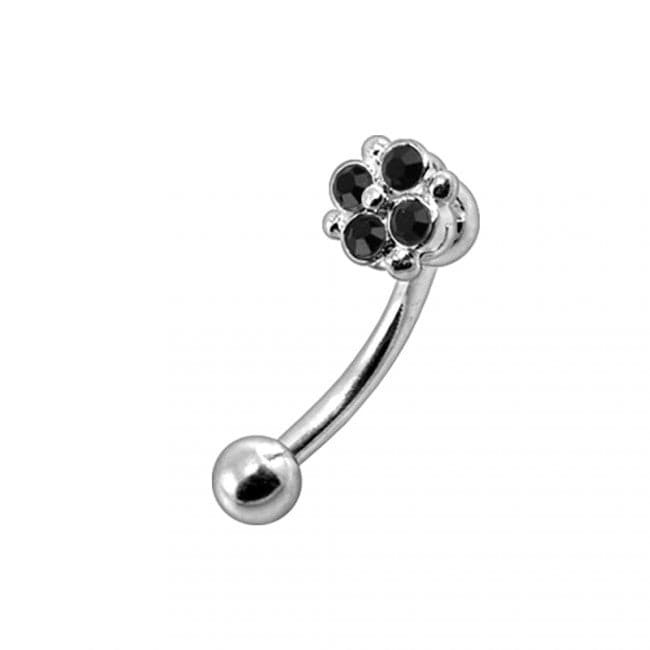 Jewelled Clover Curved Barbell Eyebrow | Rook | Bridge Ring - Monster Piercing