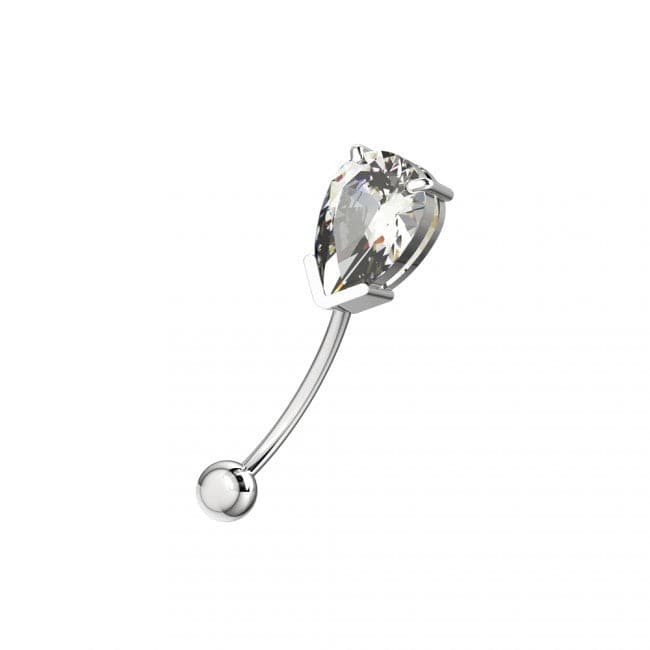 Pear Shaped Jewelled Curved Barbell Eyebrow | Rook | Bridge Ring - Monster Piercing