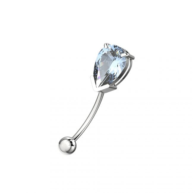 Pear Shaped Jewelled Curved Barbell Eyebrow | Rook | Bridge Ring - Monster Piercing