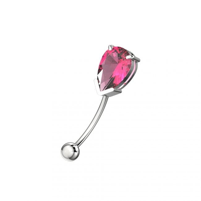 Pear Shaped Jewelled Curved Barbell Eyebrow | Rook | Bridge Ring