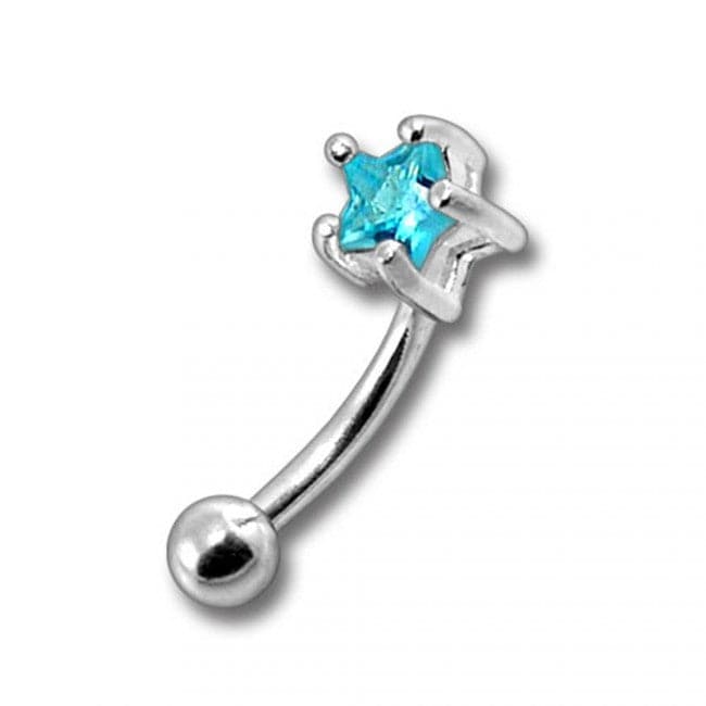 Jewelled Star Curved Barbell Eyebrow | Rook | Bridge Ring - Monster Piercing