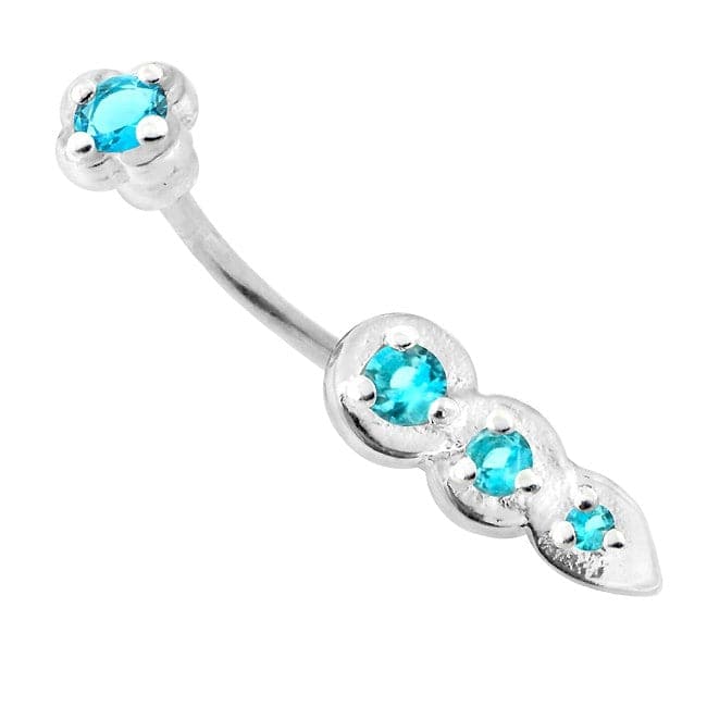 Jewelled Tri Tear Drops Sterling Silver Curved Barbell Eyebrow | Rook | Bridge Bar - Monster Piercing