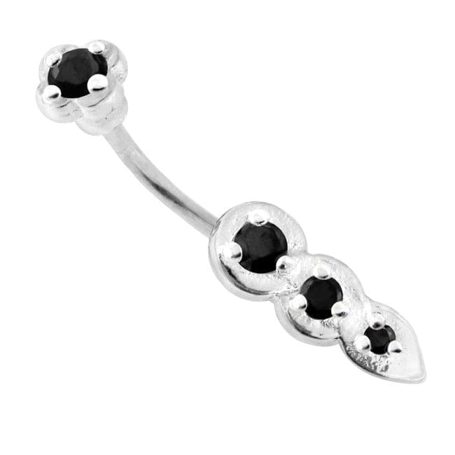 Jewelled Tri Tear Drops Sterling Silver Curved Barbell Eyebrow | Rook | Bridge Bar - Monster Piercing