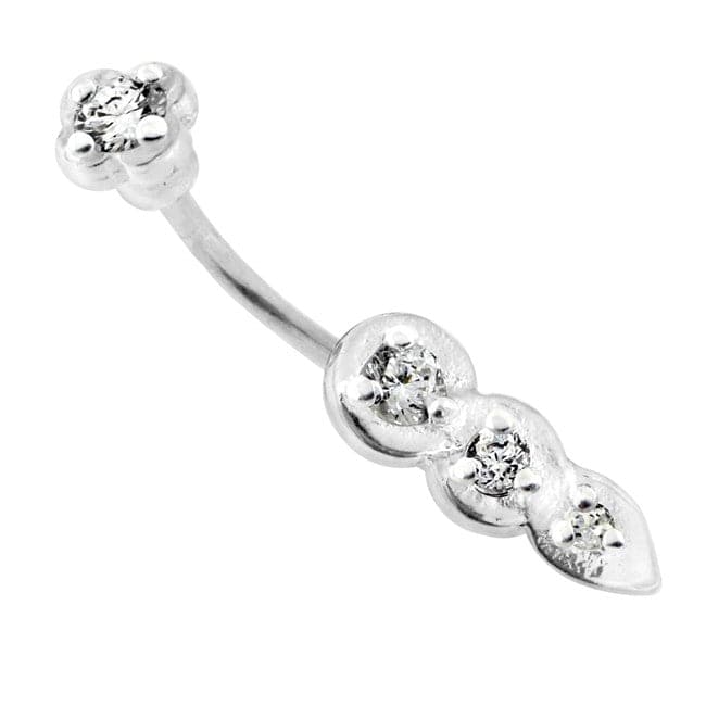 Jewelled Tri Tear Drops Sterling Silver Curved Barbell Eyebrow | Rook | Bridge Bar - Monster Piercing