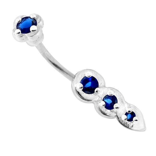 Jewelled Tri Tear Drops Sterling Silver Curved Barbell Eyebrow | Rook | Bridge Bar