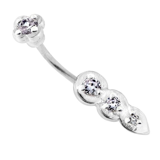 Jewelled Tri Tear Drops Sterling Silver Curved Barbell Eyebrow | Rook | Bridge Bar - Monster Piercing