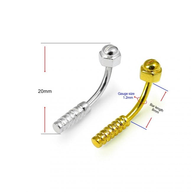 925 Sterling Silver Nut & Bolt Curved Barbell Eyebrow | Rook | Bridge Ring - Monster Piercing